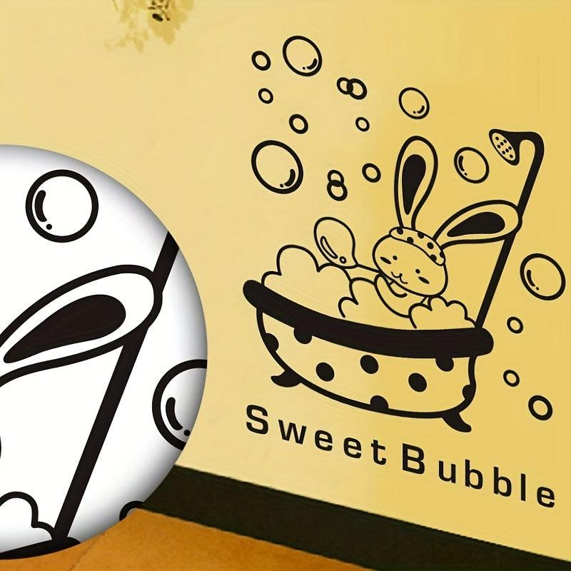 Bath Rabbit Pattern Wall Decal Self Adhesive Sticker Funny Bathroom Decor