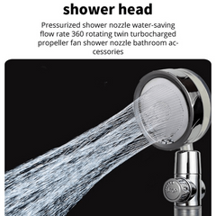 High Pressure Handheld Shower Head Water Saving 360 Rotating Twin Turbo