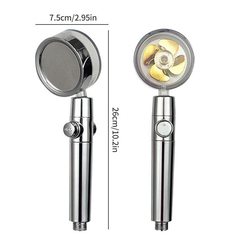 High Pressure Handheld Shower Head Water Saving 360 Rotating Twin Turbo