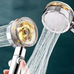 High Pressure Handheld Shower Head Water Saving 360 Rotating Twin Turbo