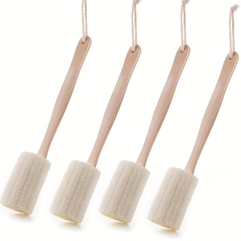 4pcs Natural Loofah Back Scrubber Long Handle Massage Brush