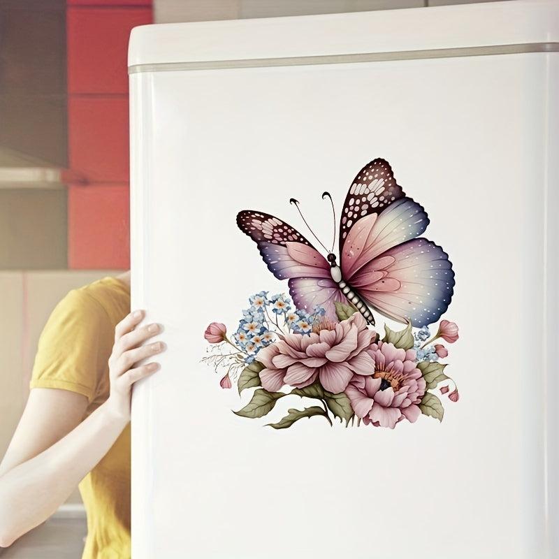 Flowers & Butterfly Bathroom Toilet Decal - Self-adhesive Paper Flowers