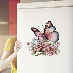 Flowers & Butterfly Bathroom Toilet Decal - Self-adhesive Paper Flowers