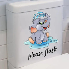 Cartoon Elephant Toilet Seat Sticker Self-adhesive Bathroom Decor