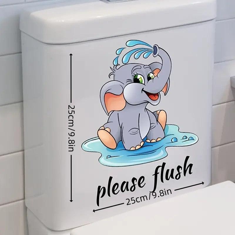 Cartoon Elephant Toilet Seat Sticker Self-adhesive Bathroom Decor