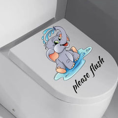 Cartoon Elephant Toilet Seat Sticker Self-adhesive Bathroom Decor