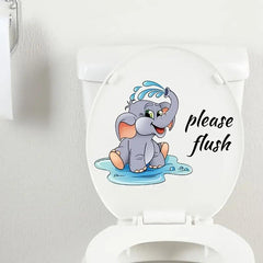 Cartoon Elephant Toilet Seat Sticker Self-adhesive Bathroom Decor