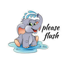 Cartoon Elephant Toilet Seat Sticker Self-adhesive Bathroom Decor