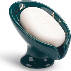 Ceramic Soap Dish Marble Pattern Self Draining Holder