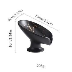 Ceramic Soap Dish Marble Pattern Self Draining Holder