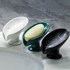Ceramic Soap Dish Marble Pattern Self Draining Holder