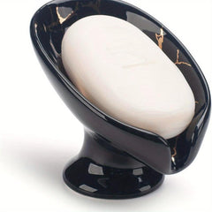 Ceramic Soap Dish Marble Pattern Self Draining Holder