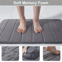 Memory Foam Bath Rug Soft Striped Bathroom Mat Absorbent Durable Decorative Pads