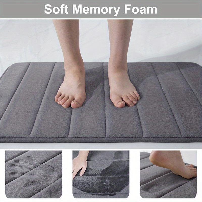 Memory Foam Bath Rug Soft Striped Bathroom Mat Absorbent Durable Decorative Pads