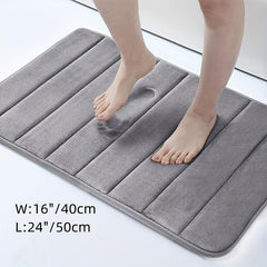 Memory Foam Bath Rug Soft Striped Bathroom Mat Absorbent Durable Decorative Pads