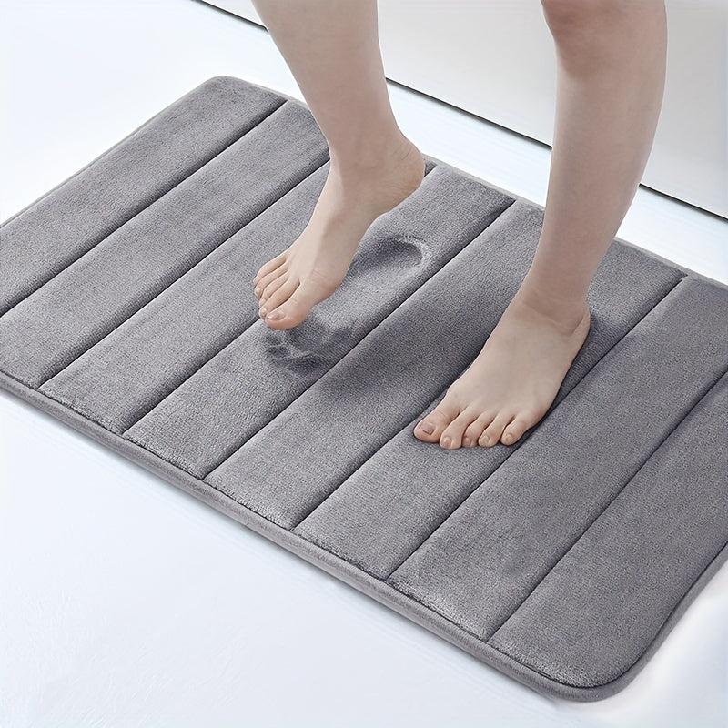 Memory Foam Bath Rug Soft Striped Bathroom Mat Absorbent Durable Decorative Pads
