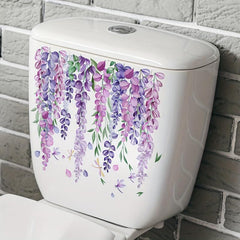 Dragonfly Flower Leaf Toilet Wall Sticker Self-Adhesive Bathroom Decoration