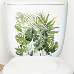 Tropical Green Leaves Toilet Sticker Self-adhesive Waterproof PVC Wall Sticker