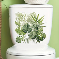 Tropical Green Leaves Toilet Sticker Self-adhesive Waterproof PVC Wall Sticker