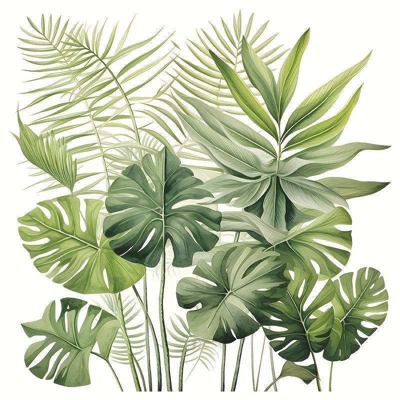 Tropical Green Leaves Toilet Sticker Self-adhesive Waterproof PVC Wall Sticker