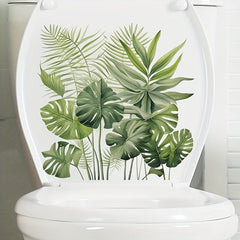 Tropical Green Leaves Toilet Sticker Self-adhesive Waterproof PVC Wall Sticker