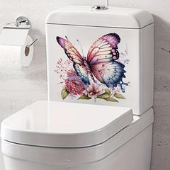 Fun Floral Butterfly Toilet Seat Decal Bathroom Decoration Tool