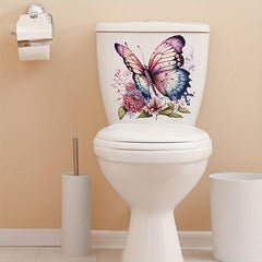 Fun Floral Butterfly Toilet Seat Decal Bathroom Decoration Tool