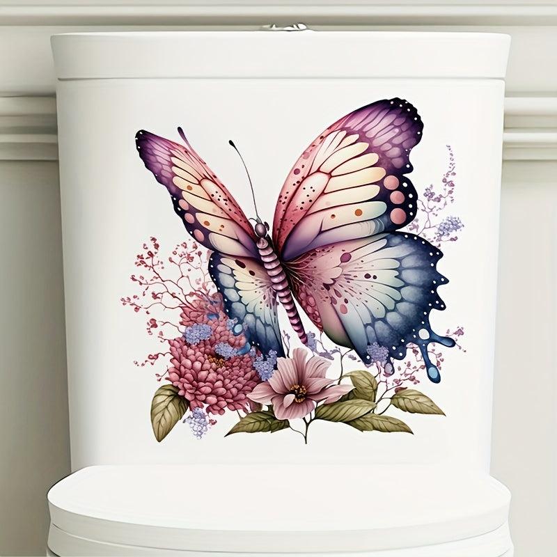 Fun Floral Butterfly Toilet Seat Decal Bathroom Decoration Tool