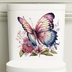 Fun Floral Butterfly Toilet Seat Decal Bathroom Decoration Tool