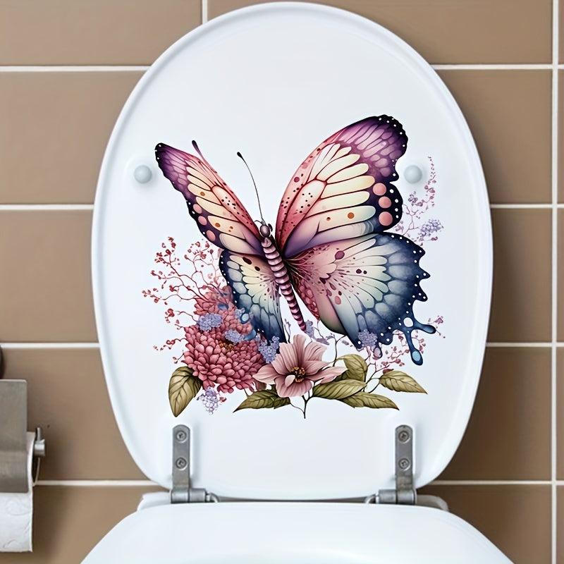 Fun Floral Butterfly Toilet Seat Decal Bathroom Decoration Tool