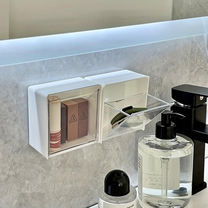 Wall Mounted Storage Box Self Adhesive for Bathroom Makeup Supplies