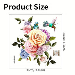 Flower & Bird Toilet Cover Decorative Sticker Self Adhesive Decal