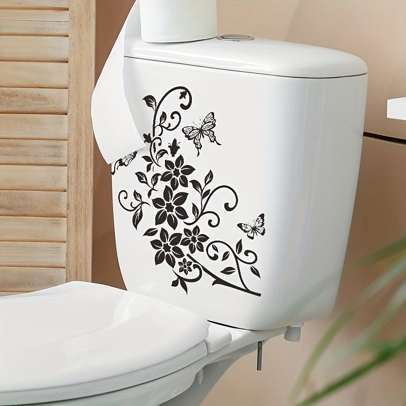 Flower Butterfly Toilet Lid Decal Self-Adhesive Sticker