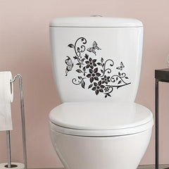 Flower Butterfly Toilet Lid Decal Self-Adhesive Sticker