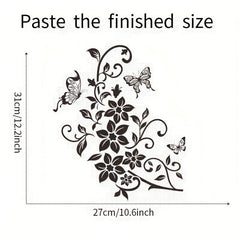 Flower Butterfly Toilet Lid Decal Self-Adhesive Sticker