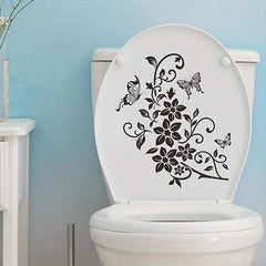 Flower Butterfly Toilet Lid Decal Self-Adhesive Sticker