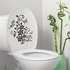 Flower Butterfly Toilet Lid Decal Self-Adhesive Sticker