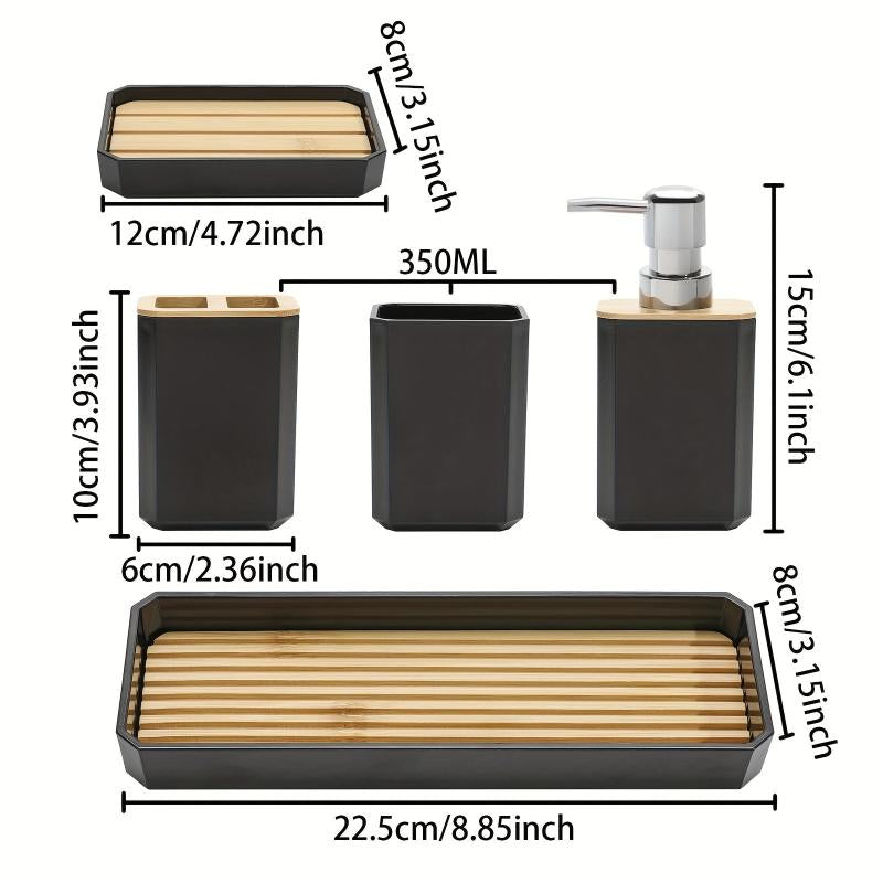 5pcs Bathroom Accessories Set Soap Dispenser Soap Dish Toothbrush Holder