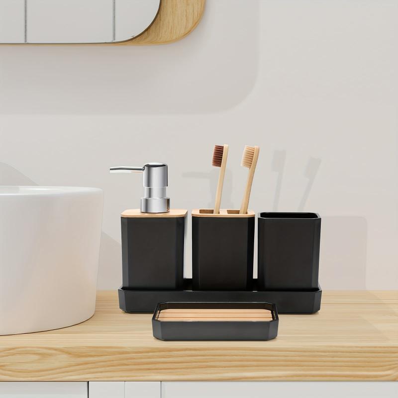 5pcs Bathroom Accessories Set Soap Dispenser Soap Dish Toothbrush Holder