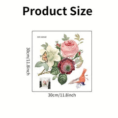 Flower Butterfly Bird Toilet Lid Decal Restroom Renovation Stickers