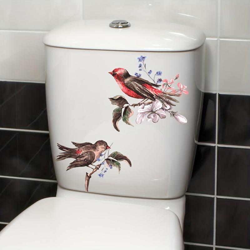 Bird Pattern Toilet Sticker Decal Restroom Renovation Self-adhesive Decal