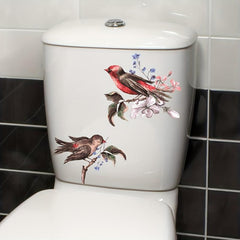 Bird Pattern Toilet Sticker Decal Restroom Renovation Self-adhesive Decal