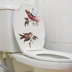 Bird Pattern Toilet Sticker Decal Restroom Renovation Self-adhesive Decal