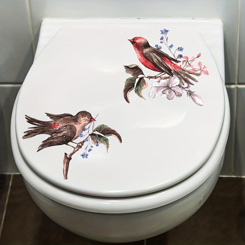 Bird Pattern Toilet Sticker Decal Restroom Renovation Self-adhesive Decal