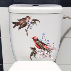Bird Pattern Toilet Sticker Decal Restroom Renovation Self-adhesive Decal