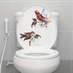 Bird Pattern Toilet Sticker Decal Restroom Renovation Self-adhesive Decal