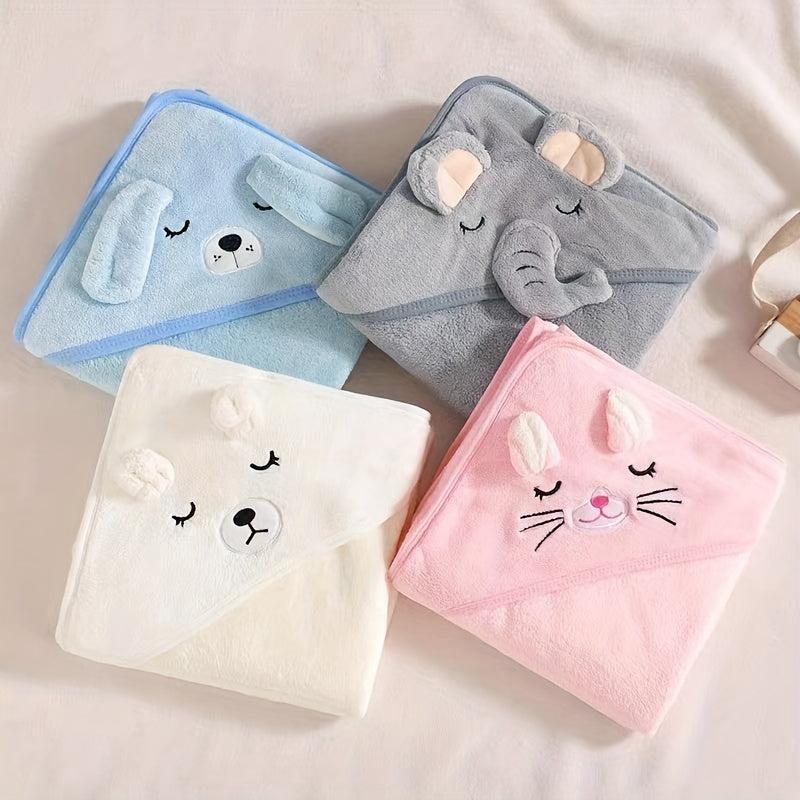 Soft Coral Fleece Baby Hooded Bath Towel Absorbent Bath Robe With Hood