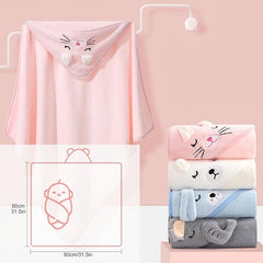 Soft Coral Fleece Baby Hooded Bath Towel Absorbent Bath Robe With Hood
