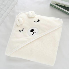 Soft Coral Fleece Baby Hooded Bath Towel Absorbent Bath Robe With Hood
