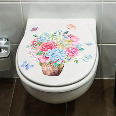 Toilet Sticker Flower Basket Butterfly Sticker Toilet Cover Decorative Sticker